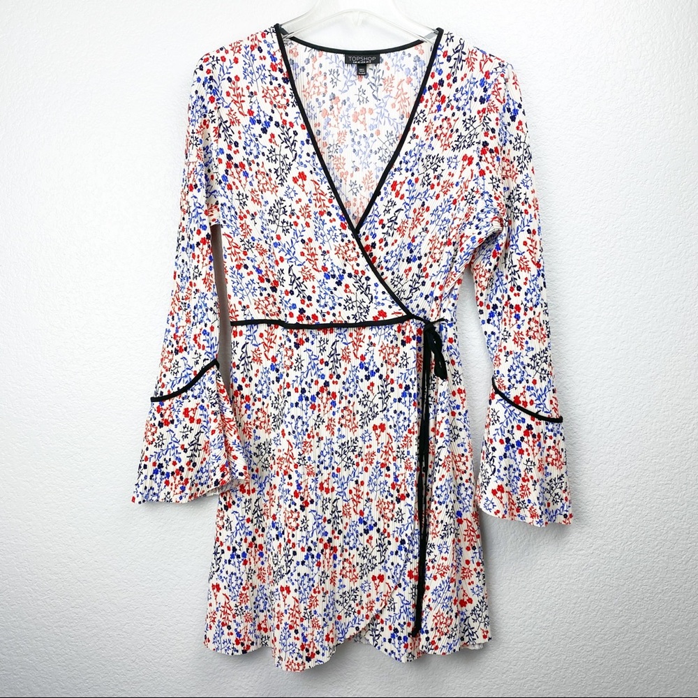 TOPSHOP PLISSE WRAP DRESS